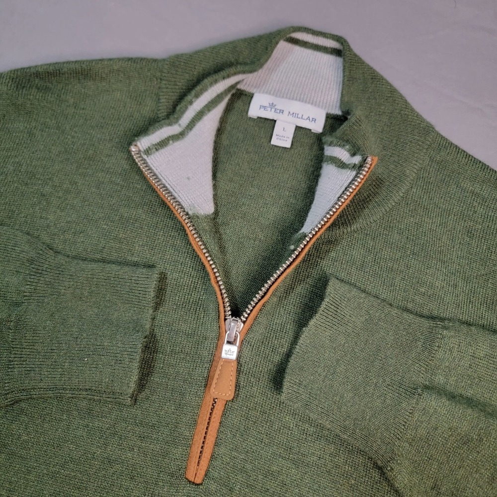 Peter Millar Crown Soft 1/4 Zip Sweater Mens XL Brown Merino Wool Silk Blend